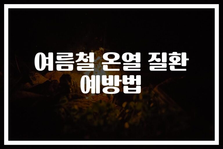 ‘이것만 알면 안전한 여름’…여름철 온열 질환 예방을 위한 건강 수칙
